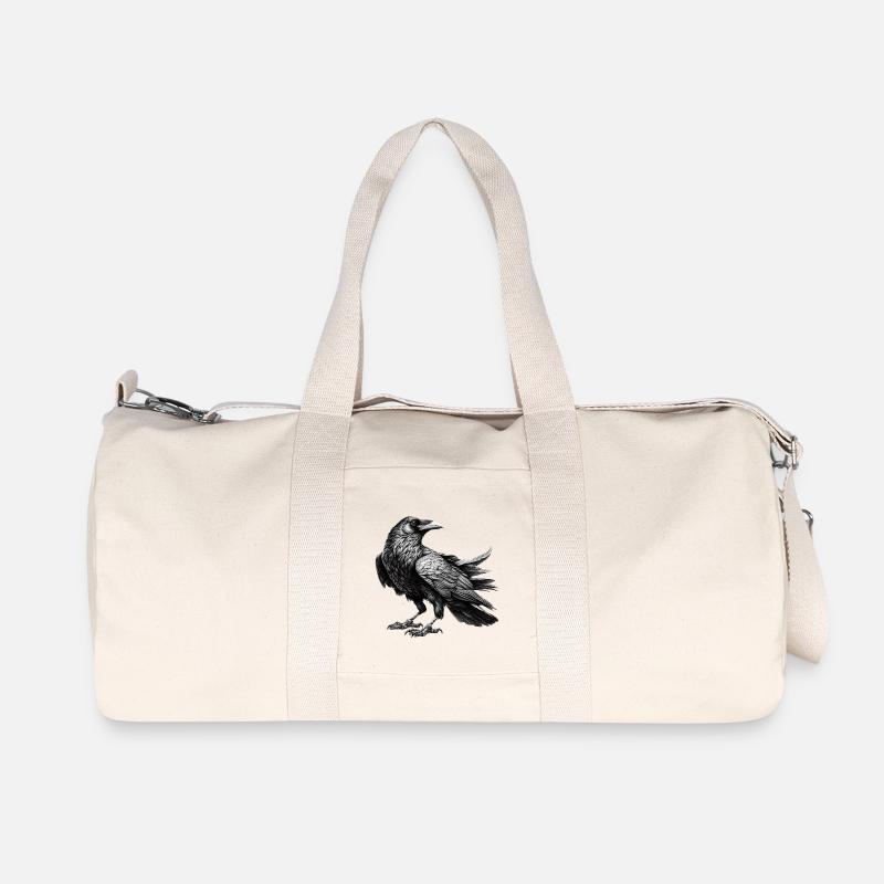 Schwarzweiß Raben Illustration - Recycelte Canvas-Sporttasche von Stanley/Stella - Naturweiß