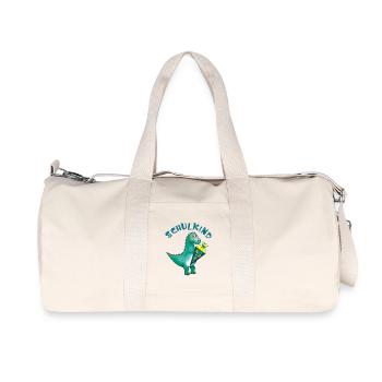 Schoolchild - Dino with school cone - customizable - Recycled Canvas Sports Bag by Stanley/Stella - natural - Front