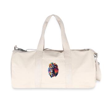 Illustration de Lion coloré - Sac de sport en toile recyclée Stanley/Stella - blanc naturel - Devant