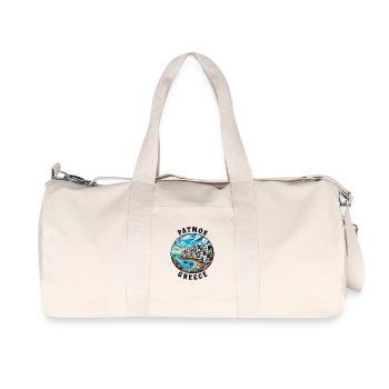 Vacances à Patmos, Grèce, baie de la mer Égée - Sac de sport en toile recyclée Stanley/Stella - blanc naturel - Devant