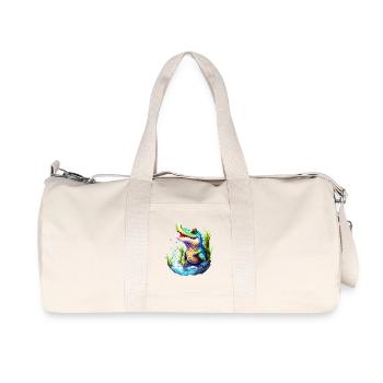 Kunterbuntes Unterwasser Krokodil - Recycelte Canvas-Sporttasche von Stanley/Stella - Naturweiß - Vorne