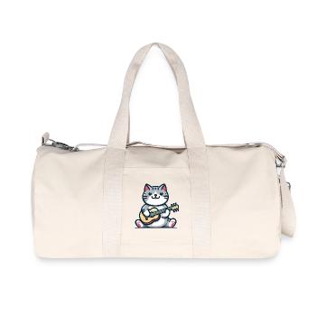 The Guitar-Strumming Cat - Recycled Canvas Sports Bag by Stanley/Stella - natural - Front