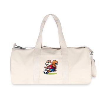 Scamper Striker : L’écureuil de football - Sac de sport en toile recyclée Stanley/Stella - blanc naturel - Devant