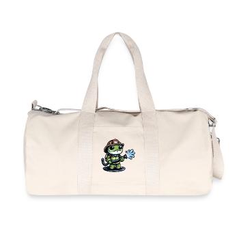 Feuerwehrmann Ribbit: Der tapfere Teichverteidiger - Recycelte Canvas-Sporttasche von Stanley/Stella - Naturweiß - Vorne