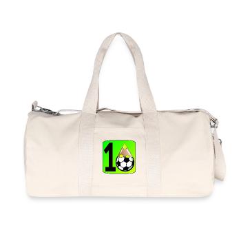 10 ans - 10e anniversaire Joueur de football Enfants - Sac de sport en toile recyclée Stanley/Stella - blanc naturel - Devant