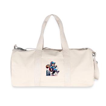 Cheerful chipmunk with headphones - Recycled Canvas Sports Bag by Stanley/Stella - natural - Front