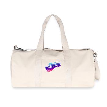 Skieur de neige qui dit vacances de ski aux sports d’hiver - Sac de sport en toile recyclée Stanley/Stella - blanc naturel - Devant