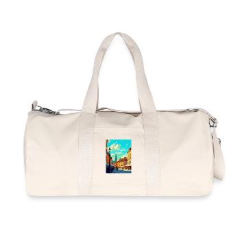 Warsaw Poland Vintage Travel Poster WPA Souvenir - Recycled Canvas Sports Bag by Stanley/Stella - natural - Front