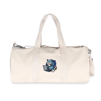Niedlicher Hacker Waschbär im Hoodie vorm PC - Recycelte Canvas-Sporttasche von Stanley/Stella - Naturweiß - Vorne