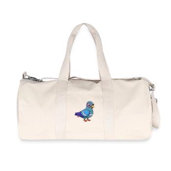Pigeon Cute Mascot Cartoon Character Kawaii - Recycled Canvas Sports Bag by Stanley/Stella - natural - Front