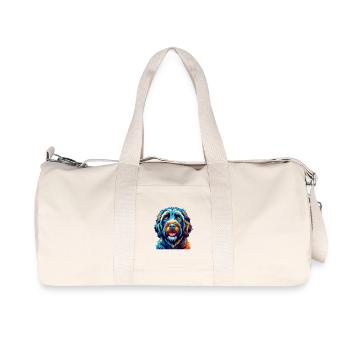 Black Russian Terrier Dog Breed Cartoon Kawaii - Recycled Canvas Sports Bag by Stanley/Stella - natural - Front