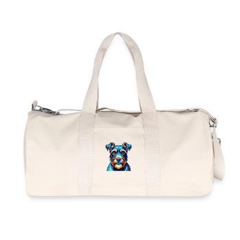Miniature Schnauzer Dog Breed Cartoon Kawaii - Recycled Canvas Sports Bag by Stanley/Stella - natural - Front