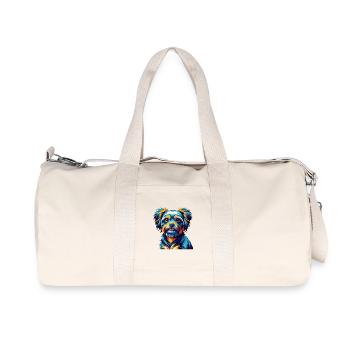 Bichon Yorkie Chien Race Coloré Dessin Animé Kawaii - Sac de sport en toile recyclée Stanley/Stella - blanc naturel - Devant