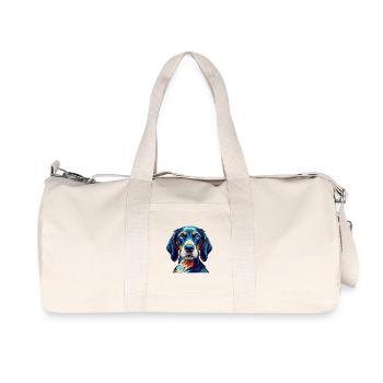 Bluetick Coonhound Hunderasse Karikatur Kawaii - Recycelte Canvas-Sporttasche von Stanley/Stella - Naturweiß - Vorne