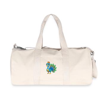 Peacock Cute Mascot Cartoon Character Kawaii - Recycled Canvas Sports Bag by Stanley/Stella - natural - Front