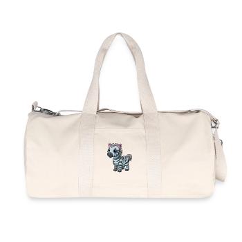 Zebra Cute Mascot Cartoon Character Kawaii - Recycled Canvas Sports Bag by Stanley/Stella - natural - Front