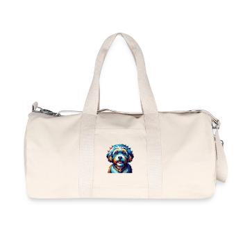 Bichon frisé Race de chien Dessin animé coloré Kawaii - Sac de sport en toile recyclée Stanley/Stella - blanc naturel - Devant