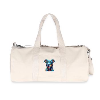 Blaue Lacy Hunderasse Bunte Karikatur Kawaii - Recycelte Canvas-Sporttasche von Stanley/Stella - Naturweiß - Vorne