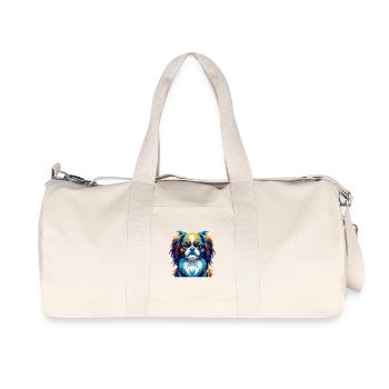 Japanese Chin Dog Breed Colorful Cartoon Kawaii - Recycled Canvas Sports Bag by Stanley/Stella - natural - Front