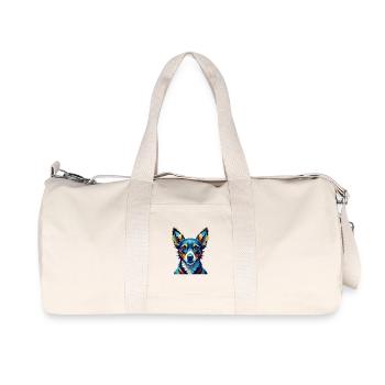 Toy Fox Terrier Dog Breed Colorful Cartoon Kawaii - Recycled Canvas Sports Bag by Stanley/Stella - natural - Front