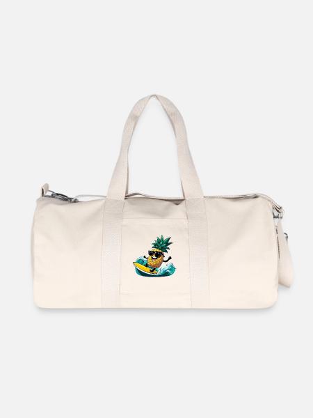 Ananas-Surfen mit Sonnenbrille am Meer - Recycelte Canvas-Sporttasche von Stanley/Stella - Naturweiß