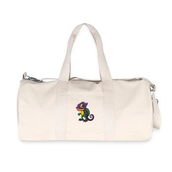 Chameleon Funny Kawaii Cartoon Character Clipart - Recycled Canvas Sports Bag by Stanley/Stella - natural - Front