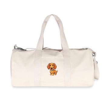 Dachshund Dog Cartoon Character Kawaii Clipart - Recycled Canvas Sports Bag by Stanley/Stella - natural - Front