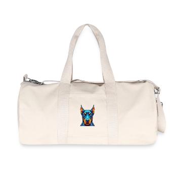 Dobermann Dog Colorful Kawaii Cartoon Character - Recycled Canvas Sports Bag by Stanley/Stella - natural - Front