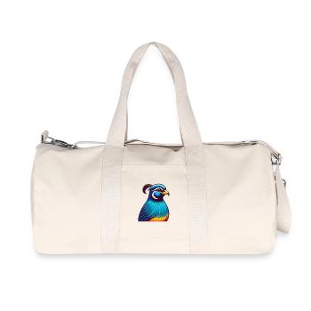 Quail Colorful Kawaii Cartoon Character Clipart - Recycled Canvas Sports Bag by Stanley/Stella - natural - Front