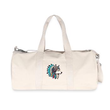 Loup amérindien Peaux-rouges d’Amérique - Sac de sport en toile recyclée Stanley/Stella - blanc naturel - Devant
