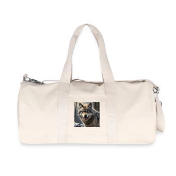 Wolf - Recycelte Canvas-Sporttasche von Stanley/Stella - Naturweiß - Vorne