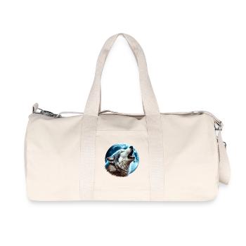 Wolf howls at the full moon - Recycled Canvas Sports Bag by Stanley/Stella - natural - Front
