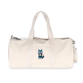 Wolf Cool Kawaii Cartoon Charakter Clipart - Recycelte Canvas-Sporttasche von Stanley/Stella - Naturweiß - Vorne