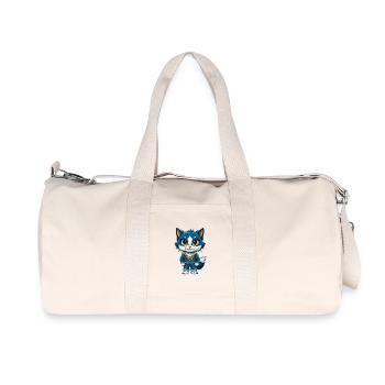 Cat Cool Kawaii Cartoon Character Clipart - Recycled Canvas Sports Bag by Stanley/Stella - natural - Front