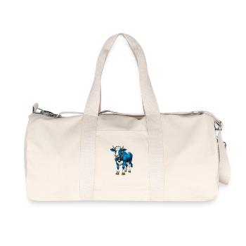 Cow Cool Kawaii Cartoon Character Clipart - Recycled Canvas Sports Bag by Stanley/Stella - natural - Front