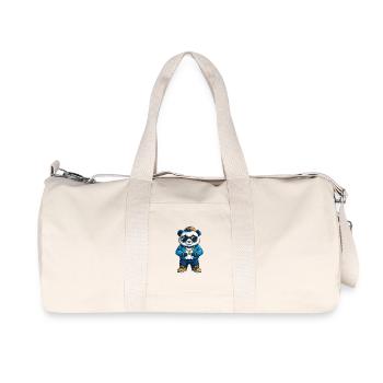 Panda Cool Dessin Animé Personnage Kawaii Clipart - Sac de sport en toile recyclée Stanley/Stella - blanc naturel - Devant