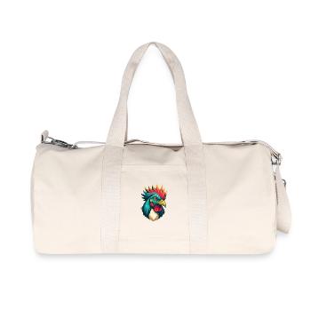 Chicken Cute Kawaii Cartoon Clipart Animal Face - Recycled Canvas Sports Bag by Stanley/Stella - natural - Front