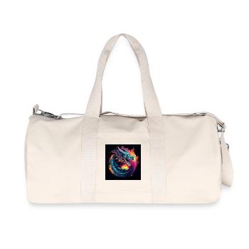 Neon dragon in the circle of stars - Recycled Canvas Sports Bag by Stanley/Stella - natural - Front
