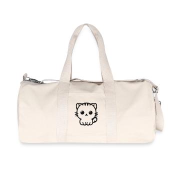 Cuddly Kitten Line Drawing - Recycled Canvas Sports Bag by Stanley/Stella - natural - Front