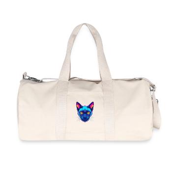 Chat siamois race dessin animé Kawaii Animal Pet - Sac de sport en toile recyclée Stanley/Stella - blanc naturel - Devant