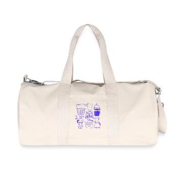 Café | Kahve var | Ambiance chaleureuse avec chat caché - Sac de sport en toile recyclée Stanley/Stella - blanc naturel - Devant