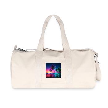 Neon Palmen Strand Nacht - Recycelte Canvas-Sporttasche von Stanley/Stella - Naturweiß - Vorne