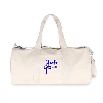baptême 2025 trempettes de poisson en croix bleu contraste - Sac de sport en toile recyclée Stanley/Stella - blanc naturel - Devant