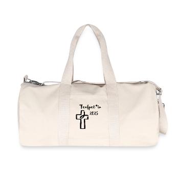 Taufpate 2025 gendergerecht Fisch taucht in Kreuz - Recycelte Canvas-Sporttasche von Stanley/Stella - Naturweiß - Vorne