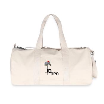 WEIHNACHTEN PAPA RADFAHRER FAHRRAD - Recycelte Canvas-Sporttasche von Stanley/Stella - Naturweiß - Vorne