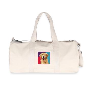 Dog - Golden Retriever - Recycelte Canvas-Sporttasche von Stanley/Stella - Naturweiß - Vorne