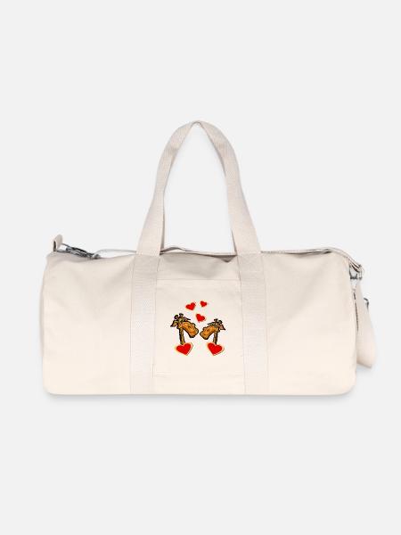 COUPLES IN LOVE GIRAFFES HEART - Recycled Canvas Sports Bag by Stanley/Stella - natural