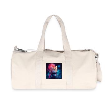 Chat astronaute rose espace - Sac de sport en toile recyclée Stanley/Stella - blanc naturel - Devant