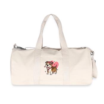 Cute Pitbull Love Bug with Floral Crown - Recycled Canvas Sports Bag by Stanley/Stella - natural - Front