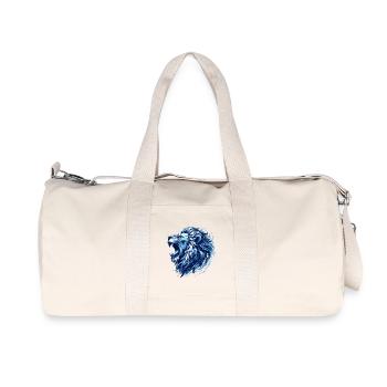Lion Roars Blue Accents Lion Head Strong Gift - Recycled Canvas Sports Bag by Stanley/Stella - natural - Front